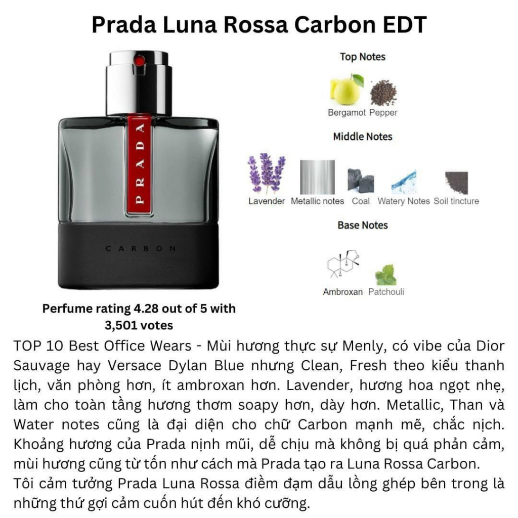 Nước hoa nam : Prada Luna Rossa Carbon EDT 100ml full seal