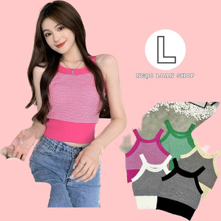 Áo len cổ yếm , len dệt kim , áo croptop Quảng Châu_ngọc loan shop.