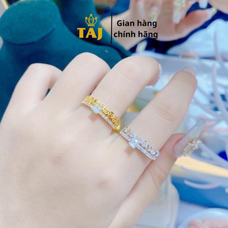 Nhẫn kim tiền đính đá mới, Nhẫn nữ bạc xinh - Bạc TAJ