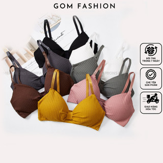 Áo bra thắt nơ 2 dây GOMTAT chất cotton siêu thoáng khí, đồ lót nữ không gọng đệm mỏng nâng ngực - BRANO-003