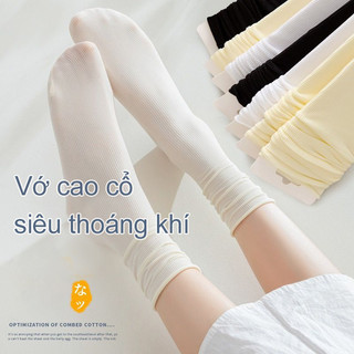 Vớ cotton Cổ Cao Màu Trắng Đen Thời Trang Cho Nữ Hàn Quốc