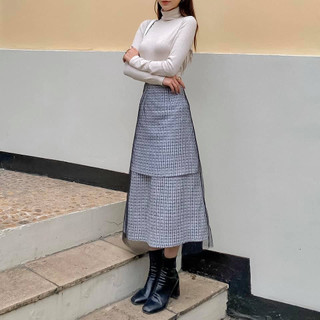 Chân váy midi phối lưới hai tầng nữ at moda de lita