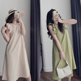 Tay xếp - VÁY ĐŨI MÀU BE TAY XẾP NỮ