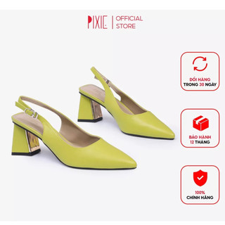 Giày Cao Gót Pixie 7cm SlingBack Gót Ốp Kim Loại X979