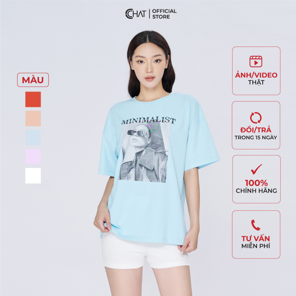 Áo Thun 𝐂𝐂𝐇𝐀𝐓 Freesize Form Rộng In Hình Minimalist Chất Cotton Mềm Mịn 13TNY6003ST
