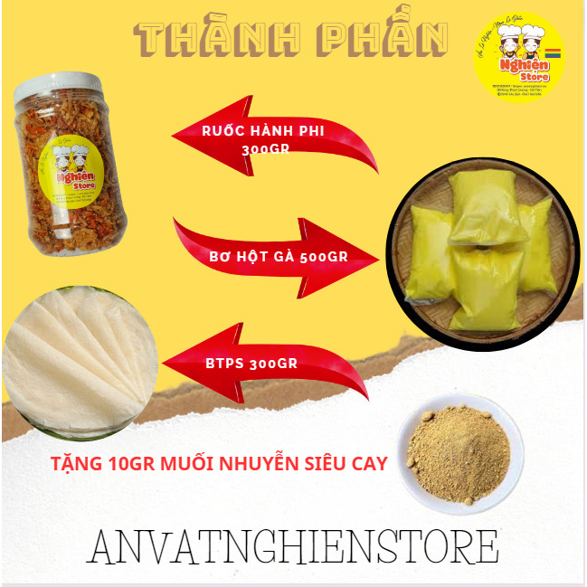 Combo Siêu Bơ 250Gr Bánh Tráng + 200Gr Ruốc Hành Phi + 500Gr Bơ Hột Gà | Nghiện Store | Freeship