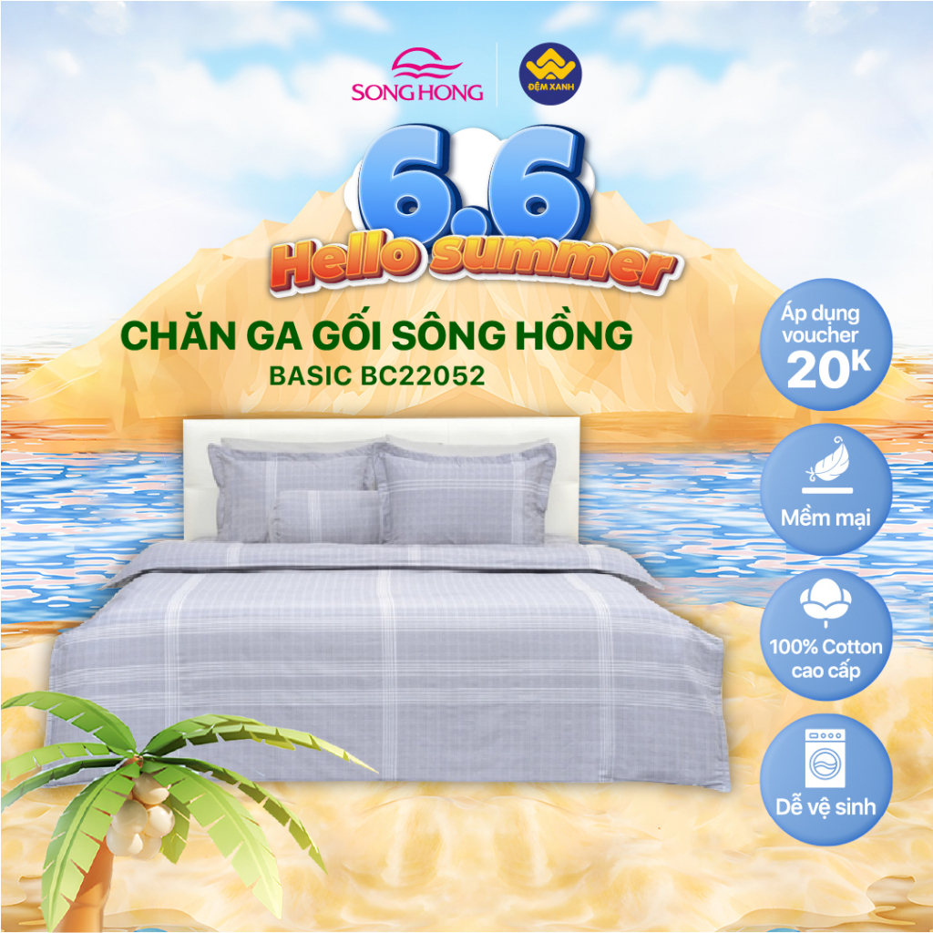 Chăn ga gối Sông Hồng Basic BC22052
