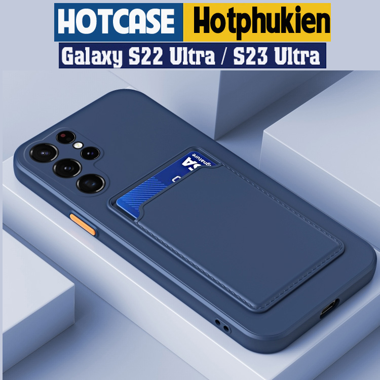 Ốp lưng chống sốc silicone cho Samsung Galaxy S22 Ultra / Galaxy S23 Ultra có ngăn đựng thẻ ATM, Namecard hiệu HOTCASE