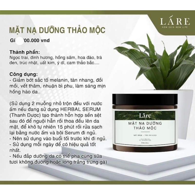 Chiết Lẽ 30gr Mặt Nạ Mờ Nám, Tàn Nhang Láre