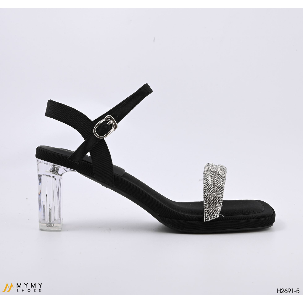 Sandal dép nữ đế vuông đế trong 7cm màu đen, kem MyMyShoes - sandal nữ H2691-5