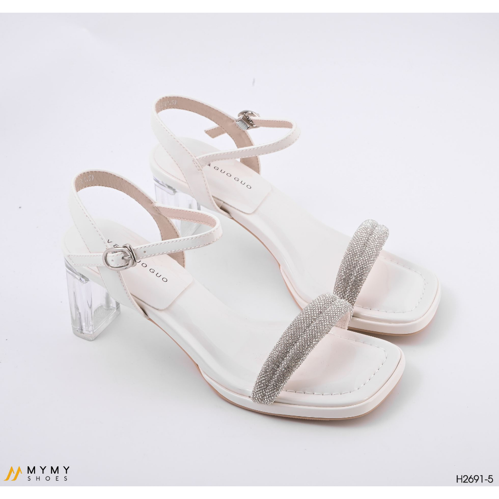 Sandal dép nữ đế vuông đế trong 7cm màu đen, kem MyMyShoes - sandal nữ H2691-5