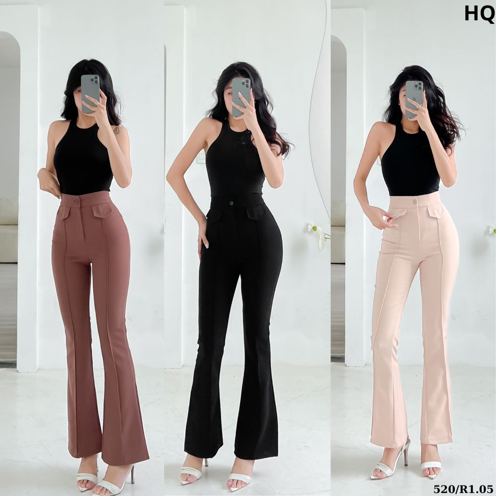 [DEAL] Quần ống loe flare lưng siêu cao dáng dài vải tuyết mưa mẫu thiết kế HQJeans 520 HQ111