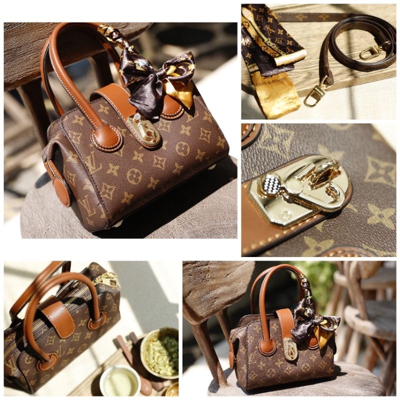 Túi xách nữ LV quai xách sz20cm hoa nâu dày dặn tặng kèm khăn lụa xinh xỉu fullbox