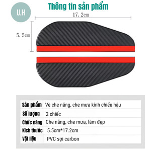 Combo 2 miếng che gương chiếu hậu ô tô UHERO TCM-01 chống mưa và nắng làm từ sợi carbon bền bỉ, sang trọng