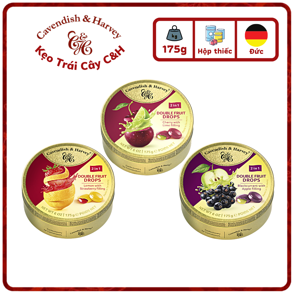 KẸO TRÁI CÂY C&H DOUBLE FRUIT DROP 175G