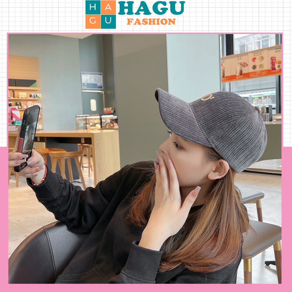 Mũ Lưỡi Trai Nón Kết Nhung Kaki Cao Cấp Hagu Thêu Chữ D 411 Phong Cách Ulzzang Form Unisex Nam Nữ