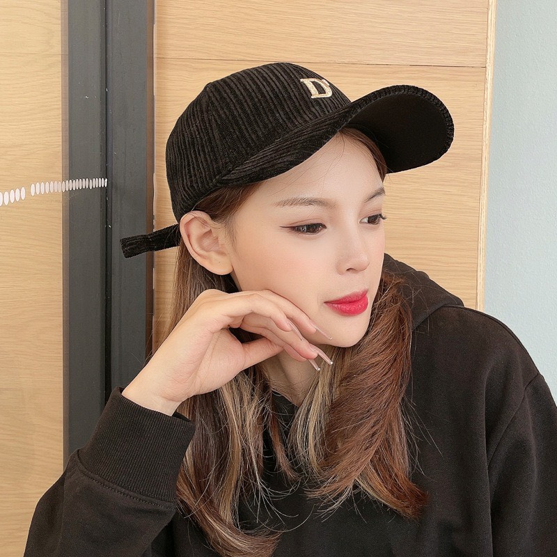 Mũ Lưỡi Trai Nón Kết Nhung Kaki Cao Cấp Hagu Thêu Chữ D 411 Phong Cách Ulzzang Form Unisex Nam Nữ
