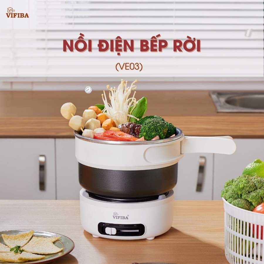 Nồi nấu đa năng, nồi lẩu điện mini VIFIBA, Nồi điện mini, nồi mini, bộ bếp điện mini và nồi có tay cầm gấp gọn