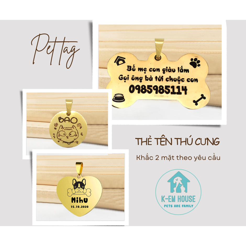 Thẻ Tên Chó Mèo Khắc Theo Yêu Cầu 2 Mặt Chất Liệu Inox Cao Cấp Bền Đẹp - Bảng Tên Thú Cưng Quà Sinh Nhật Cho Thú Cưng