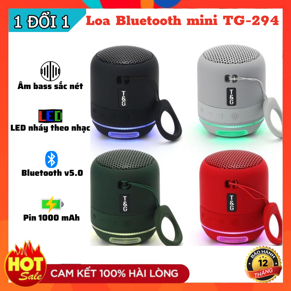 Loa Bluetooth Mini TG294 Chính Hãng - Pin Cực Trâu - Led 7 Màu - Bass Căng Sắc Nét -Bảo Hành 12 Tháng