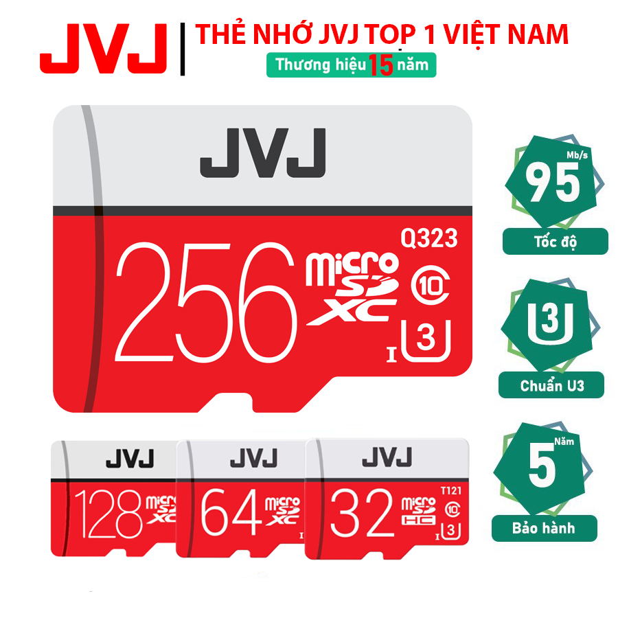 Thẻ nhớ 256Gb /128Gb /64Gb /32Gb/16Gb JVJ Pro U3 Class 10–chuyên cho CAMERA,Điện thoại,Máy ảnh