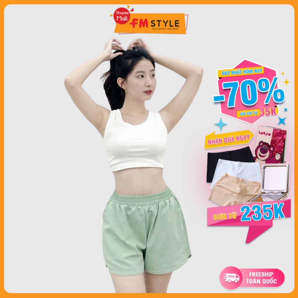 Quần đùi nữ FMSTYLE short ống rộng lưng cao mặc nhà cao cấp chất thun co giãn thấm hút mồ hôi ngày hè 220312501