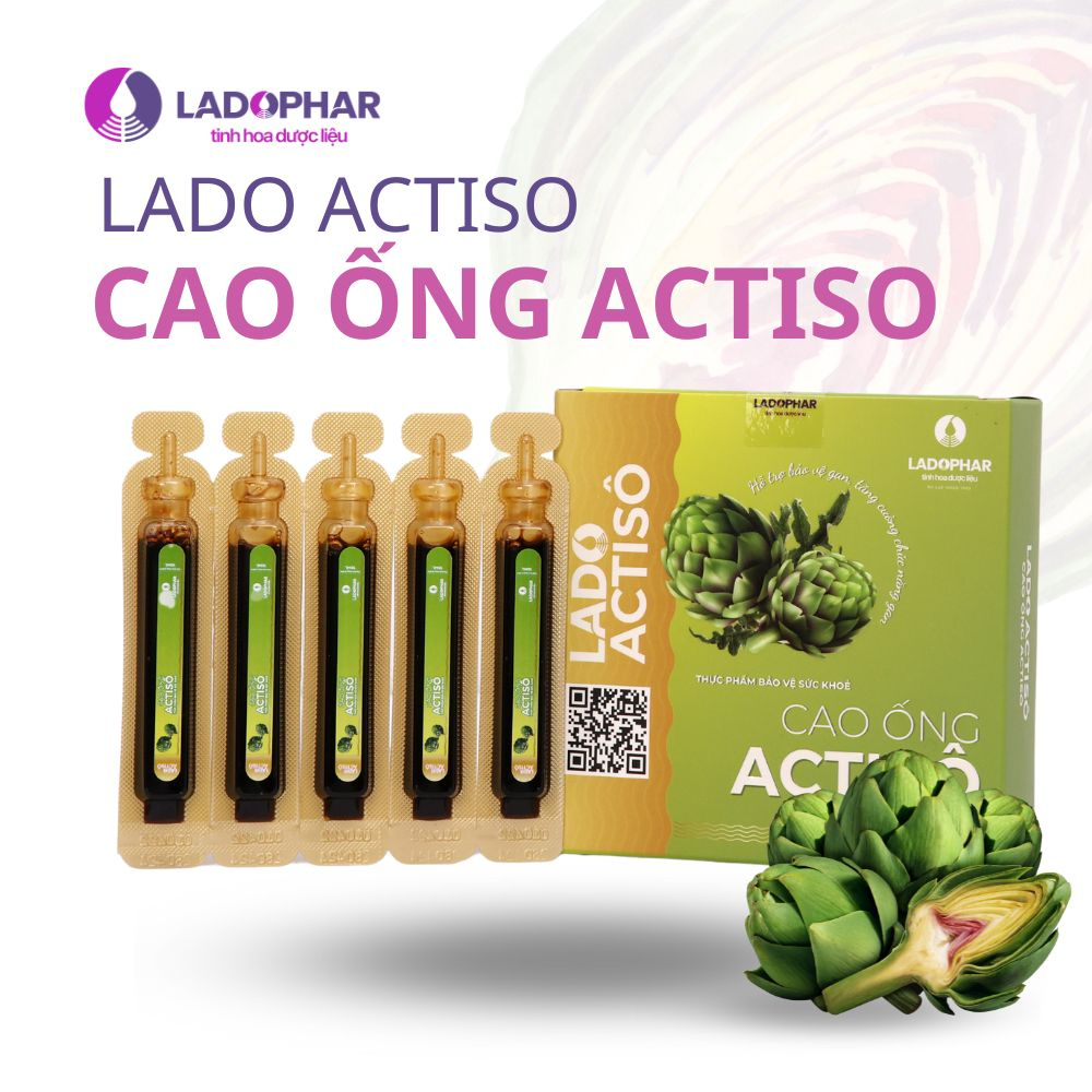 Cao ống Atiso không đường Ladophar Lado Actisô giải độc gan thanh lọc cơ thể Hộp 10 ống