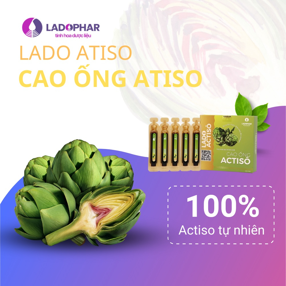 Cao ống Atiso không đường Ladophar Lado Actisô giải độc gan thanh lọc cơ thể Hộp 10 ống