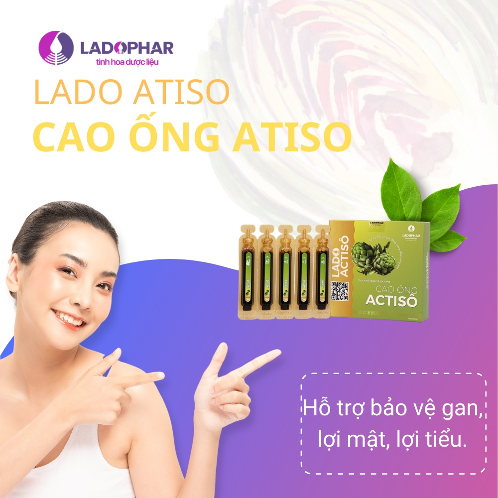 Cao ống Atiso không đường Ladophar Lado Actisô giải độc gan thanh lọc cơ thể Hộp 10 ống