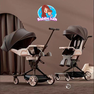 Xe đẩy cho bé, xe đẩy gấp gọn đảo chiều có mái che tiện lợi tặng kèm đệm ngồi và bàn ăn dặm- babibokids