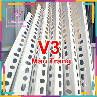 Sắt v lỗ, V3 dài 30cm,40cm,50cm,100cm,120cm,150cm.dày 1.6ly Màu trắng, lắp ráp kệ sắt