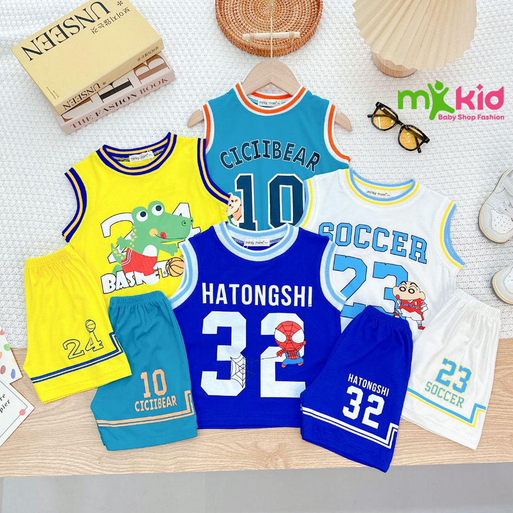 Bộ Ba Lỗ Cho Bé Trai 6-30KG 💖FREE SHIP💖 Bộ Thun Lạnh Sát Nách Hoạ Tiết Thể Thao siêu mềm mịn thoáng mát cho bé