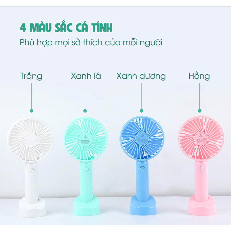 quạt mini cầm tay sạc điện SIDOTECH S1 cute 3 in 1 tích điện làm mát nhanh để bàn giá đỡ điện thoại giá rẻ mùa hè nóng