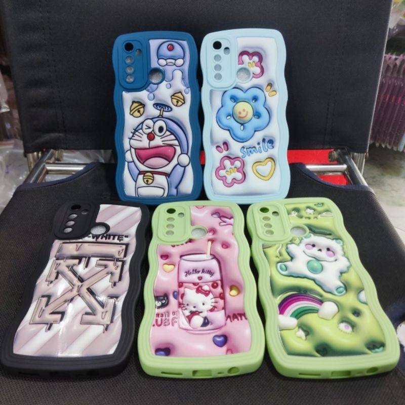 Ốp lưng lưng Oppo Realme 5i dẻo viền màu lượng sóng lưng in hình thú nổi 3D có bảo vệ camera
