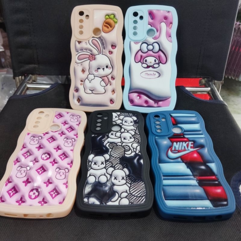 Ốp lưng lưng Oppo Realme 5i dẻo viền màu lượng sóng lưng in hình thú nổi 3D có bảo vệ camera