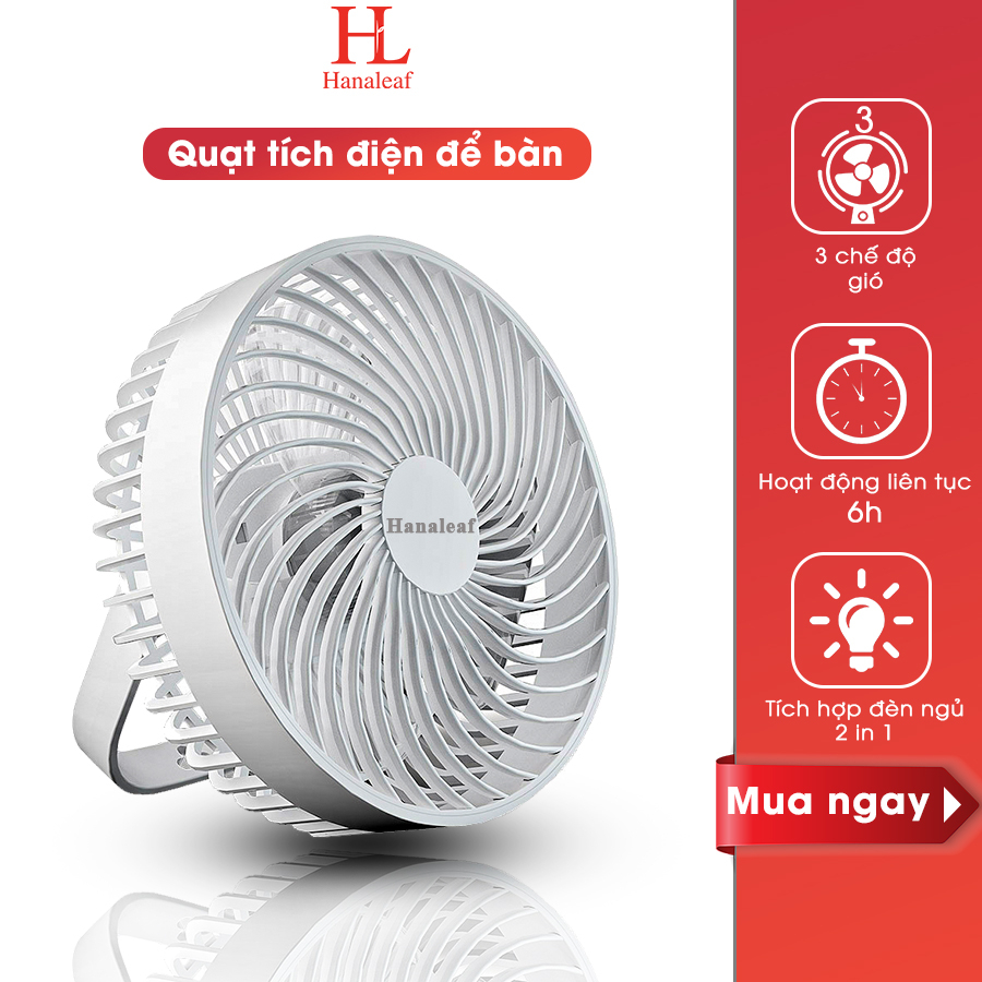Quạt mini tích điện HL, sạc usb tiện lợi, 3 chế độ gió, không gây ồn, pin 1800mah dung lượng cao