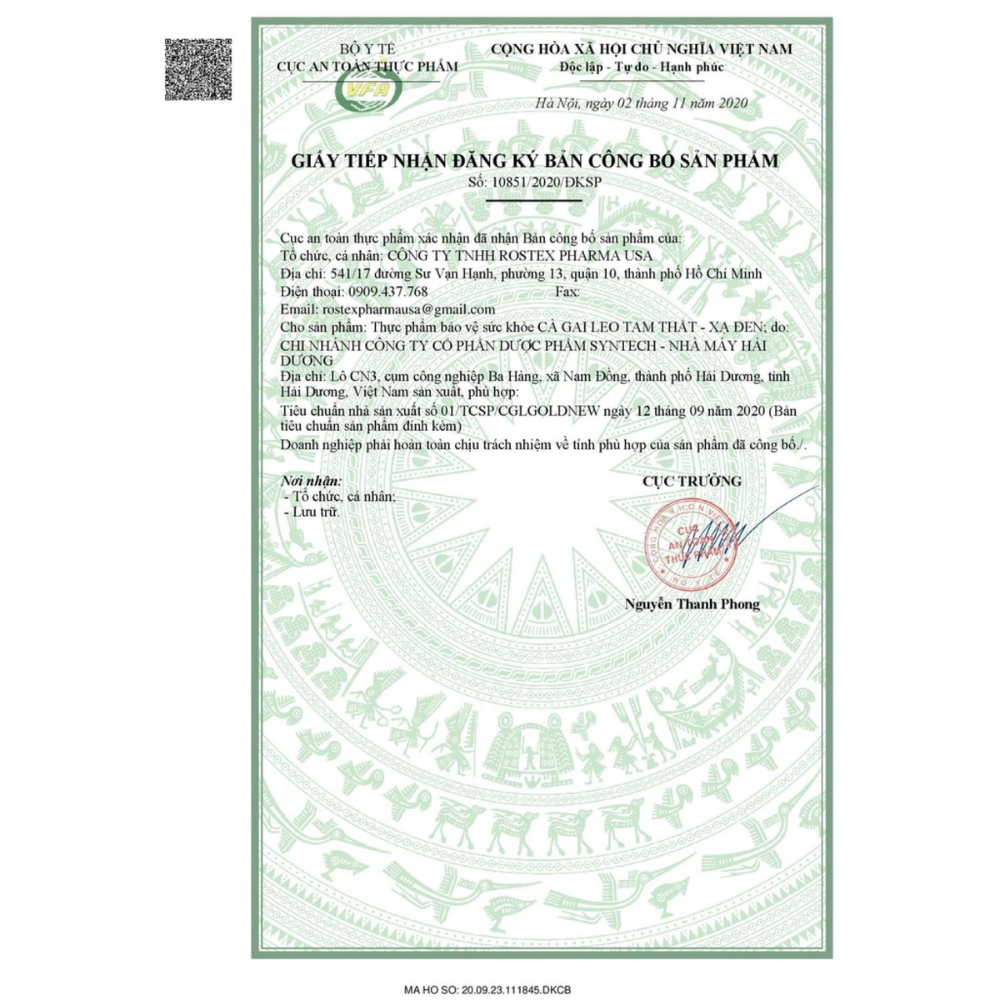 Bổ gan Cà Gai Leo Tam Thất Xạ Đen ROXTECH mát gan, giải độc gan - Chai 50 viên