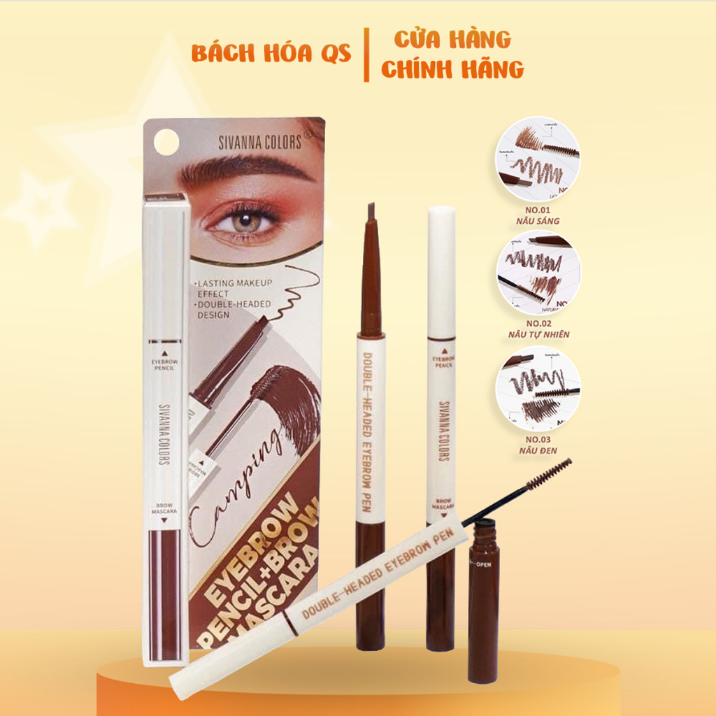 Chì kẻ mày kèm mascara chân mày Sivanna 2 đầu Thái Lan Double Headed 2in1 HF948