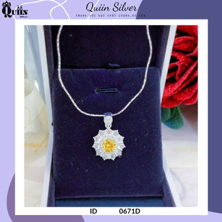 Dây chuyền/Vòng cổ bạc ta, bạc S925 Quiin - Kiềng mặt hình hoa mười một cánh dành cho nữ 0671D