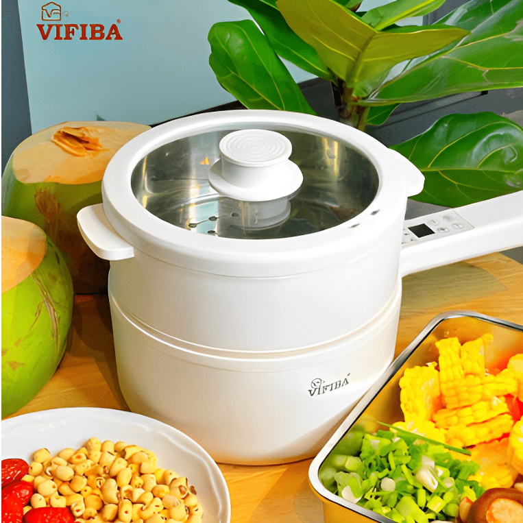 Nồi điện đa năng VIFIBA 6IN1 dung tích 1.5L, nồi điện chống dính tay cầm dài, 5 cấp độ nhiệt VE01B
