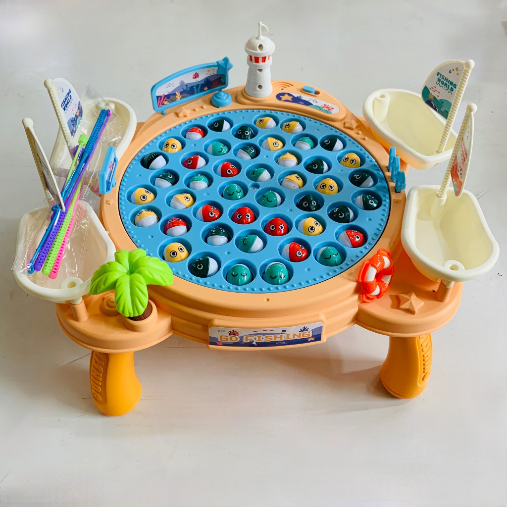 Đồ chơi câu cá cho bé, size lớn 4 cần câu 45 cá, phát nhạc, chất liệu nhựa ABS cao cấp không độc hại