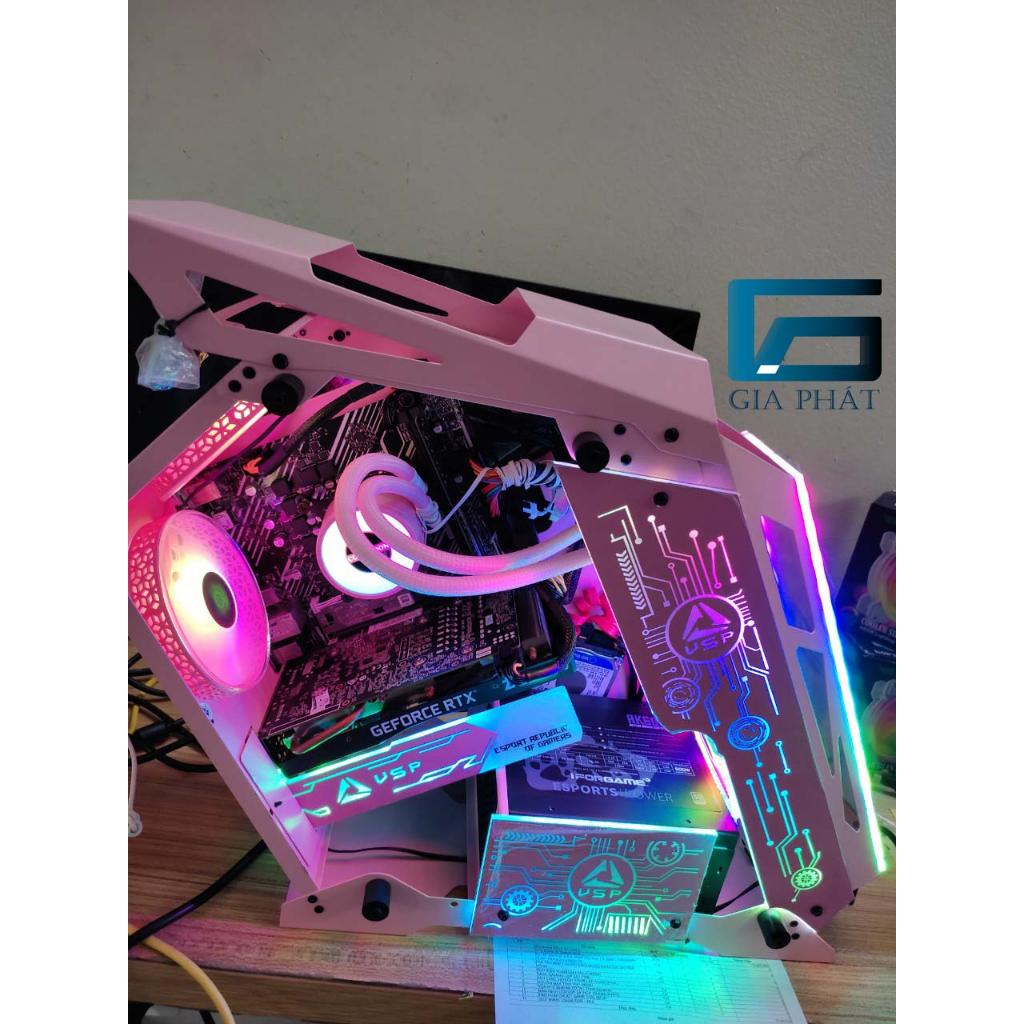 Full bộ pc gaming I5 10400F RTX 2060 tản nước LED RGB Hồng Trắng - live stream, game nặng, đồ họa, render, Lol, Pubg .. | BigBuy360 - bigbuy360.vn