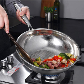 Chảo thép không gỉ Casani Wokpan sâu lòng 28cm