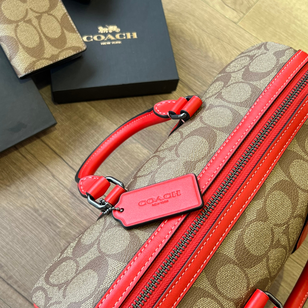 [CHÍNH HÃNG] Túi đeo COACH CROSSBODY màu Nâu viền Đỏ - CODE: B2280 - CA014