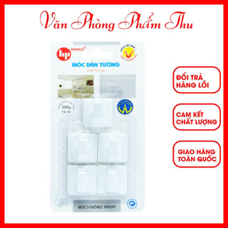 Móc dán tường bằng nhựa cao cấp hofaco – móc 5 vuông hpg97 hồng phát - móc dán treo tường 5 vuông hpg97 hofaco
