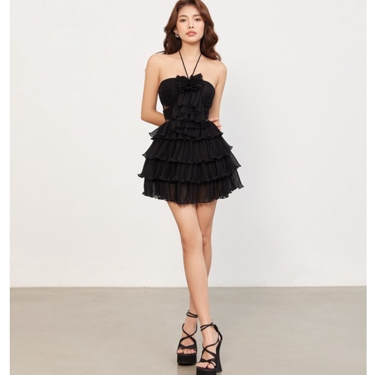 Chlover Studio | Đầm tầng dập ly phối lưới thiết kế Layla Dress