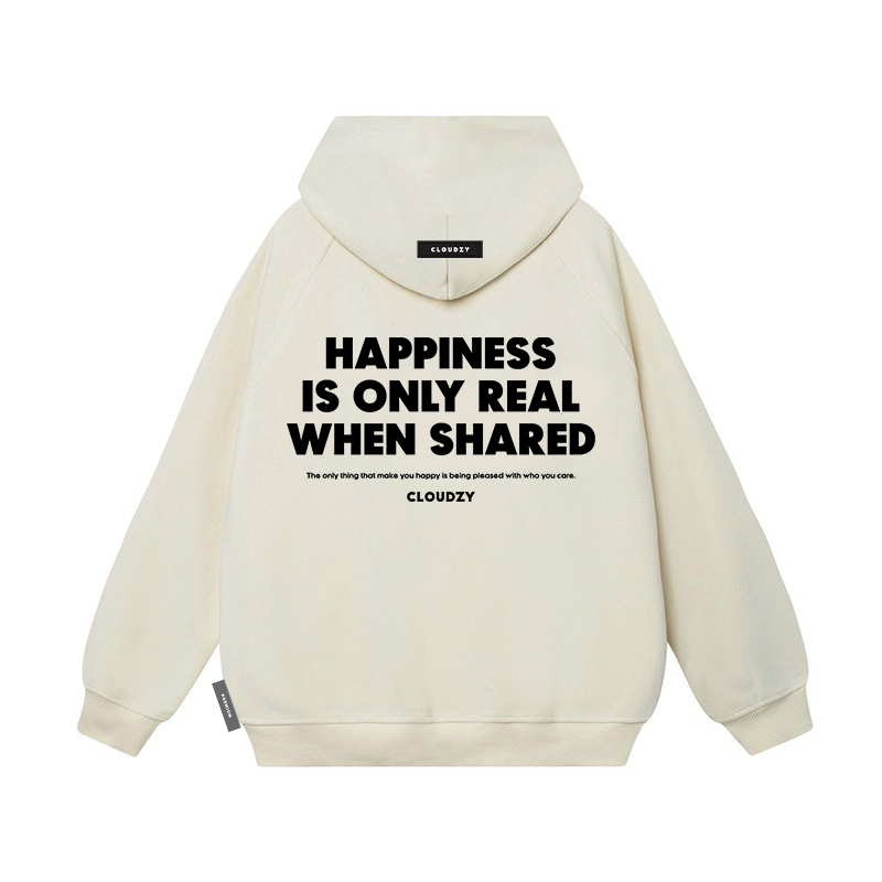 Áo hoodie local brand nam nữ unisex cặp đôi nỉ ngoại cotton form rộng có mũ xám đen dày cute zip CLOUDZY HAPPINESS