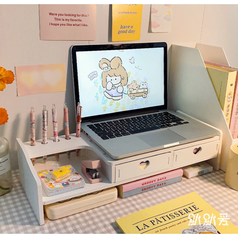 Kệ Gỗ Nâng Màn Hình Máy Tính Đa Năng Có Ngăn Kéo