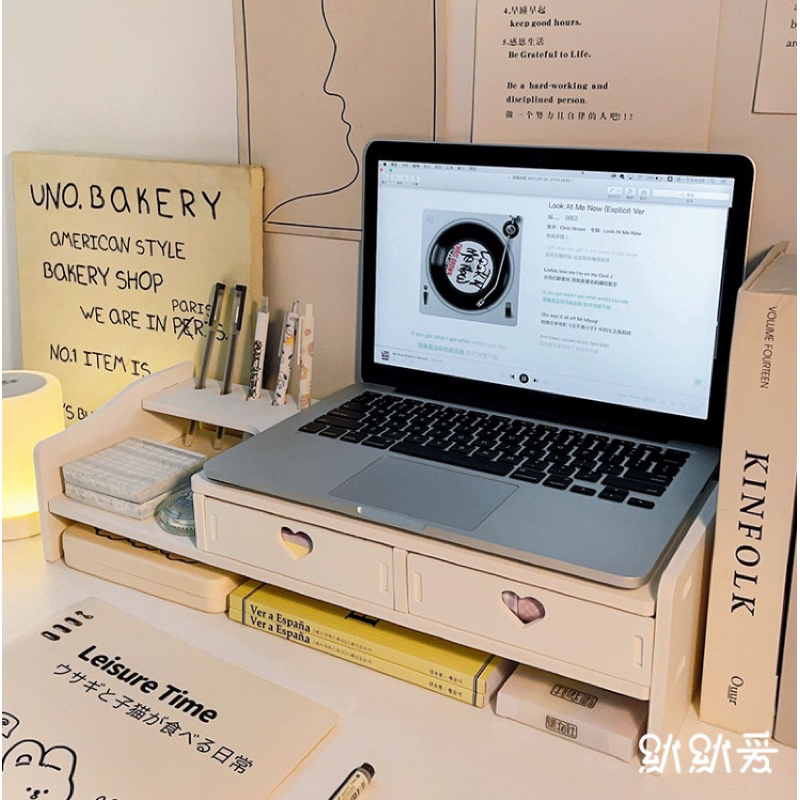 Kệ Gỗ Nâng Màn Hình Máy Tính Đa Năng Có Ngăn Kéo