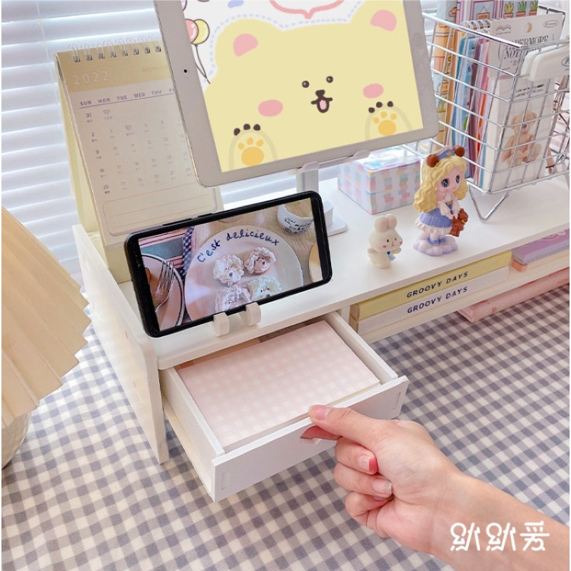 Kệ Gỗ Nâng Màn Hình Máy Tính Đa Năng Có Ngăn Kéo